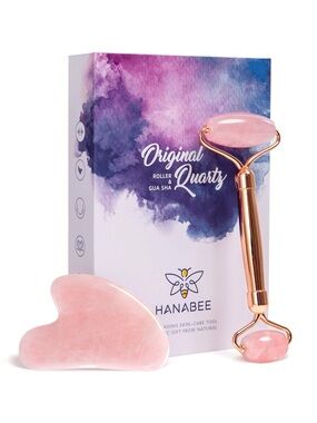 Rose Quartz Facial Roller and Gua Sha Facial Tool Set